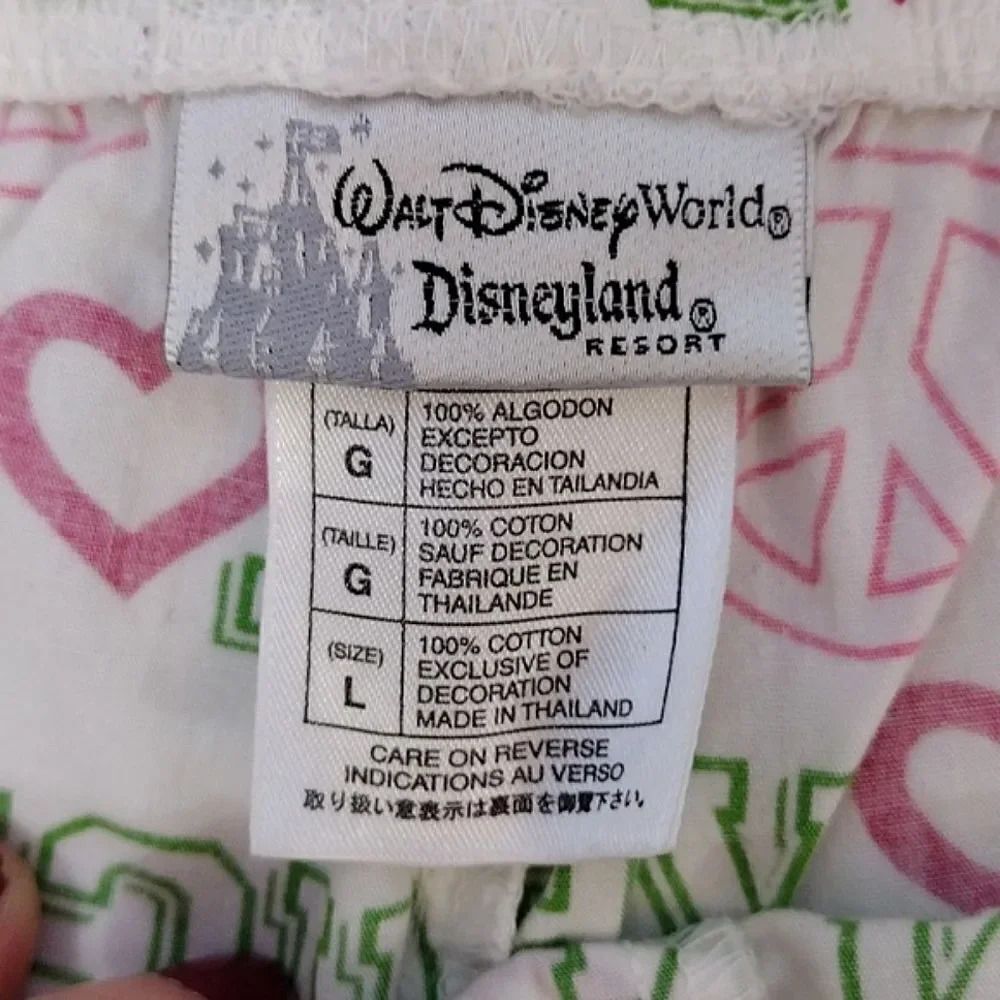 Disney‎ VTG White Neon Mickey Mouse Printed Convertible PJ Pants Large - Picture 11 of 13
